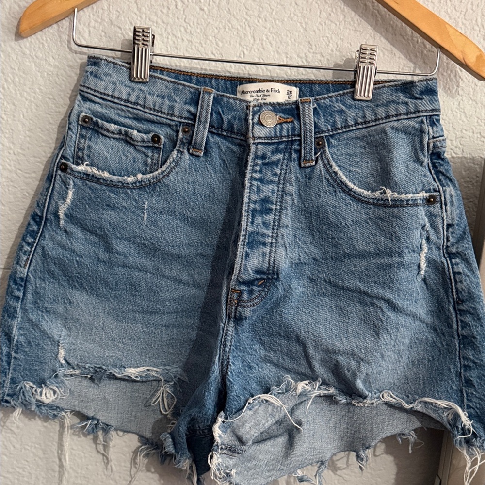 Abercrombie & Fitch Distressed Blue Jean Shorts